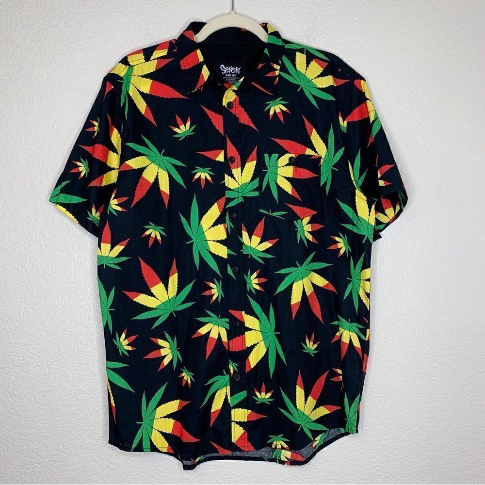 Spencer’s Hawaiian Summer Beach Men’s Button Down Shirt, Sz Large
